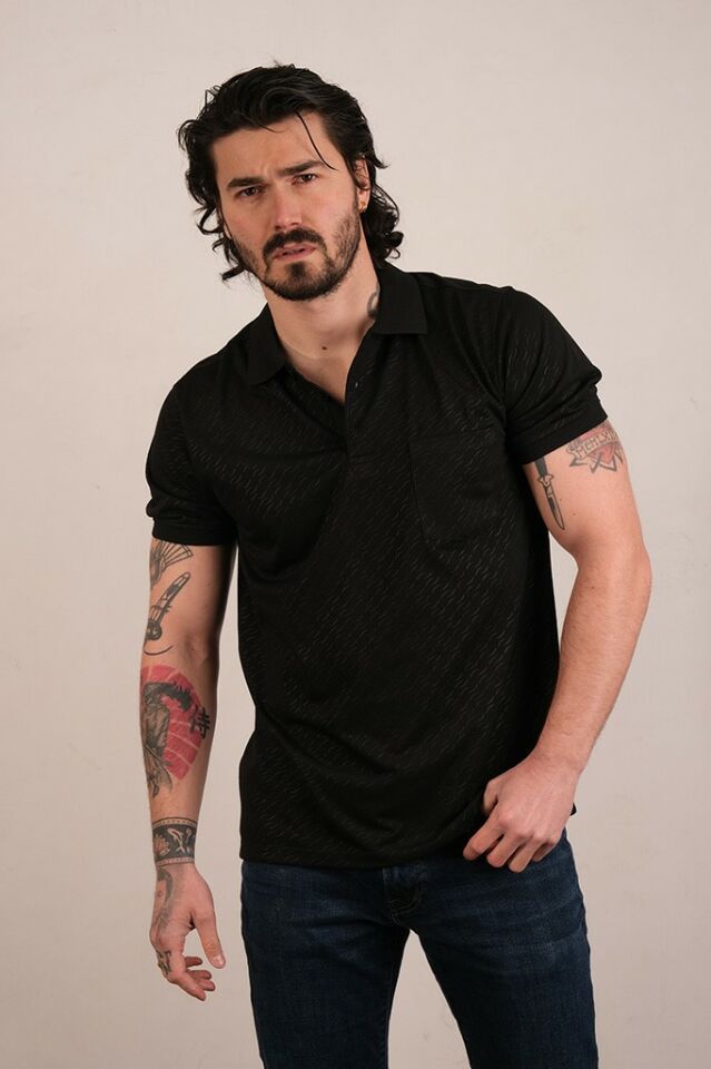 2500 JAKARLI YAKA DES. POLO T-SHIRT SİYAH