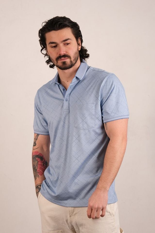 2501 OXFORD JAKAR DES. POLO T-SHIRT MAVİ