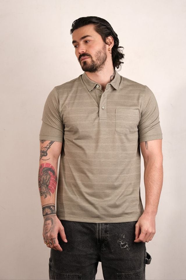 2517 MERSERİZE GÖM. YAKA T-SHIRT HAKİ