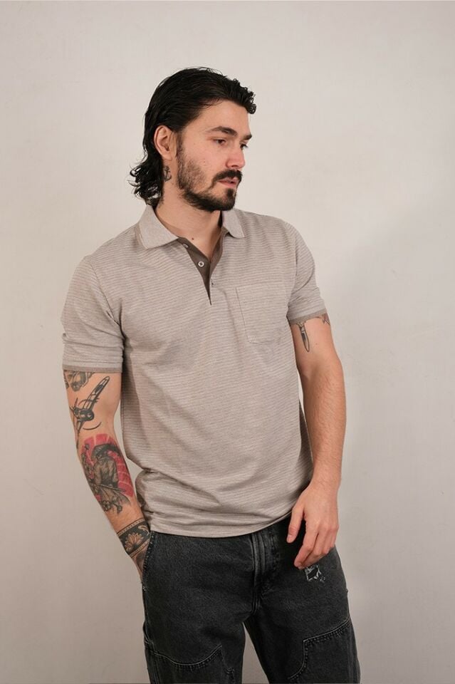 2508 JAKARLI POLO YK. T-SHIRT VİZON