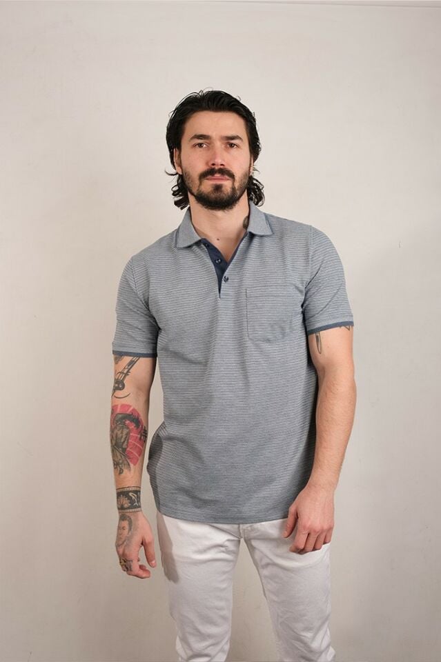 2508 JAKARLI POLO YK. T-SHIRT LACİVERT