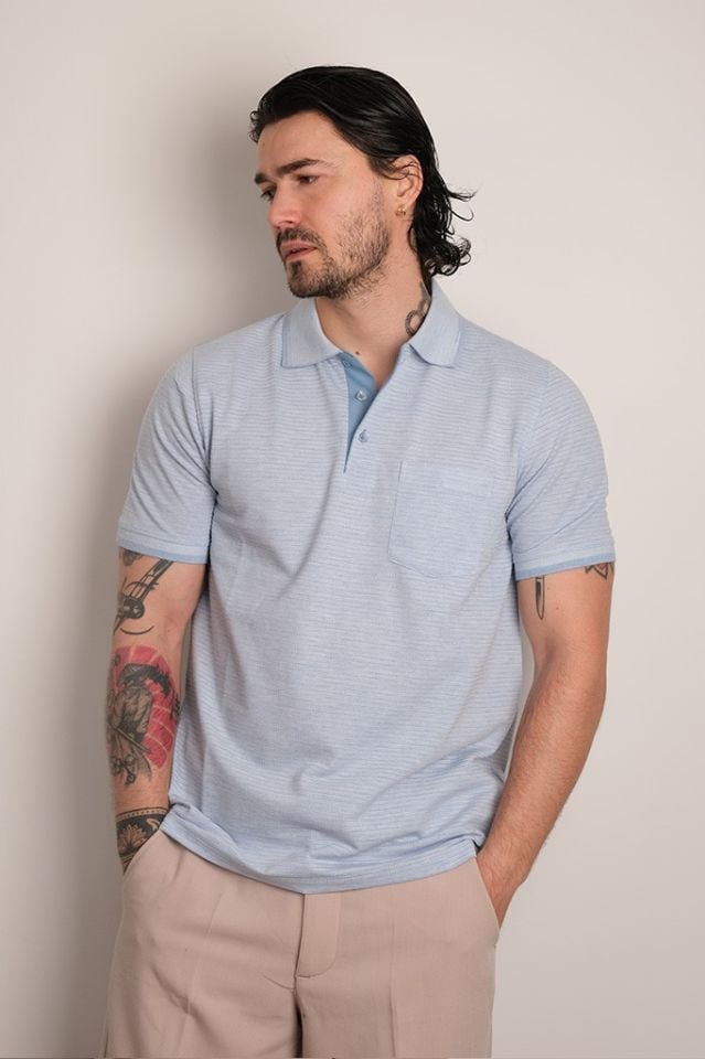 2508 JAKARLI POLO YK. T-SHIRT MAVİ