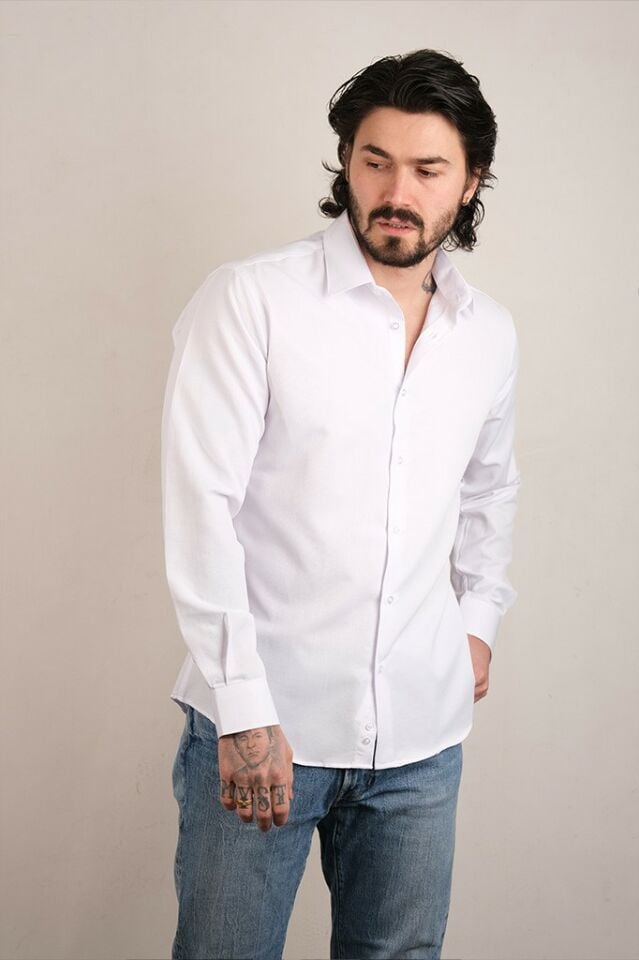 2132 CITY SLIM U/KOL GÖMLEK 2025/5 BEYAZ