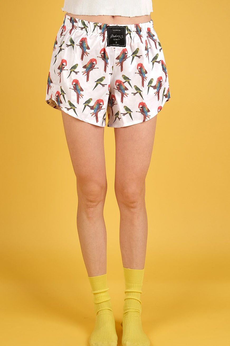 Pirate Unisex 70's Style Exotic Parrot Print Boxer Shorts - Multi-color