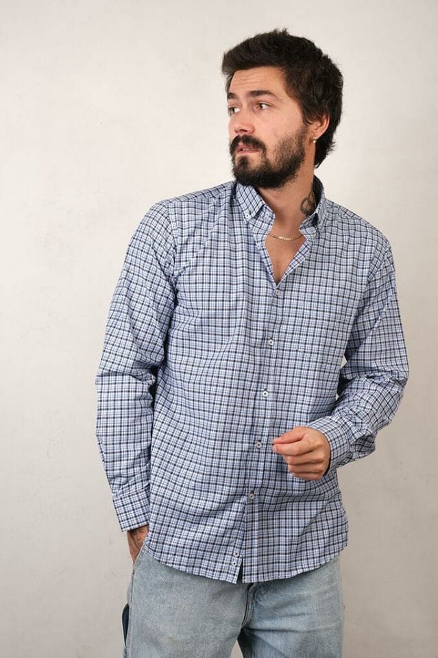2145 OXFORD EKOSE DÜĞ.YK.U/KOL GÖMLEK 83254/1 MAVİ