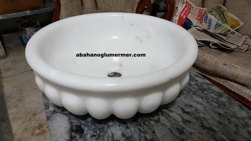 beyaz mermer lavabo,lavabo modelleri,lavabo ölçüleri : 42x42x15 cm lavabo -024