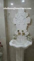 beyaz mermer lavabo,lavabo modelleri,lavabo ölçüleri : 45x55x170 cm lavabo -039