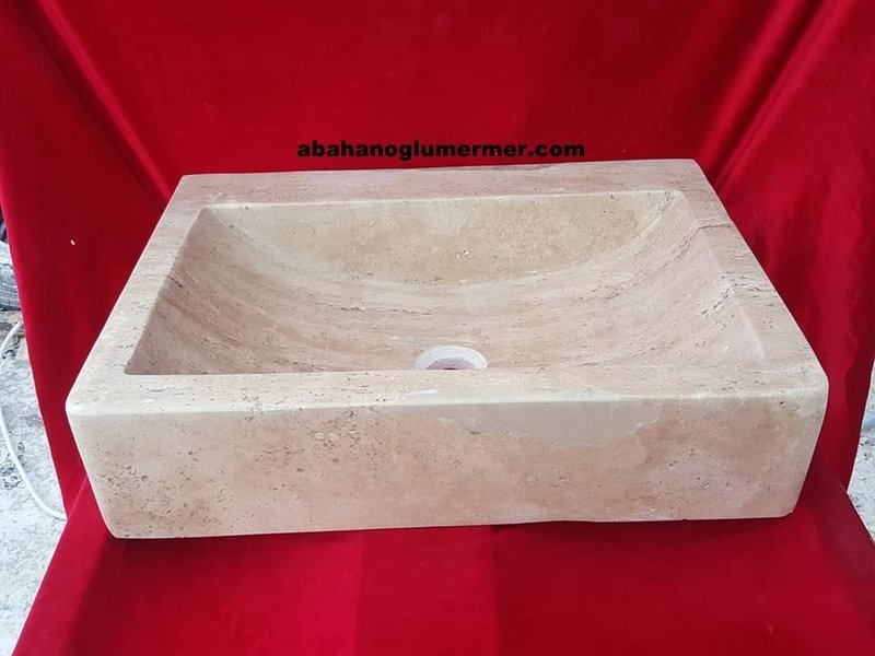 doğal taş lavabo, siyah lavabo modelleri, lavabo ölçüleri : 45x55x15 cm lavabo -054