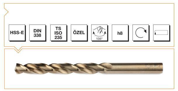 Makina Takım HSS-E Altın Seri İnox Delme Matkap Ucu 4 mm