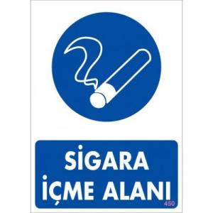 Sigara İçme Alanı Uyarı Levhassı 25x35 KOD: 450