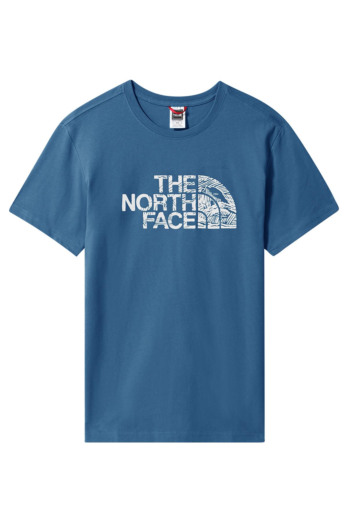 The North Face Erkek S/S Woodcut Dome Tee Banff Blue Tişört