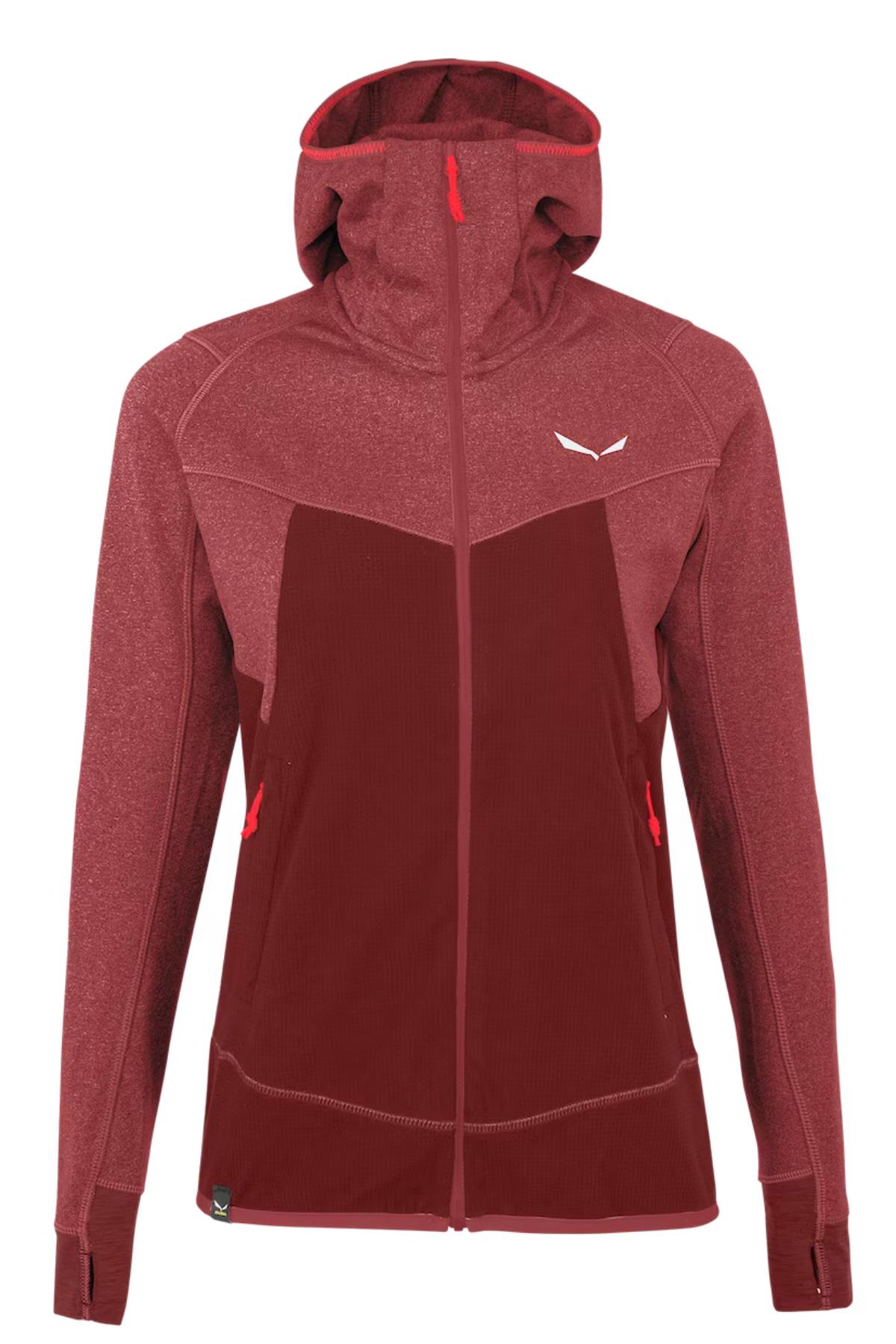 Salewa Puez Hybrid PL Kadın Kapüşonlu Sweatshirt Bordo Melanj