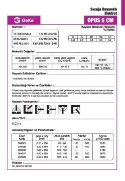 GeKa OPUS 5 CM Sıcağa Dayanıklı Kaynak Elektrotu E8018-B6 H4 - 2,50x350