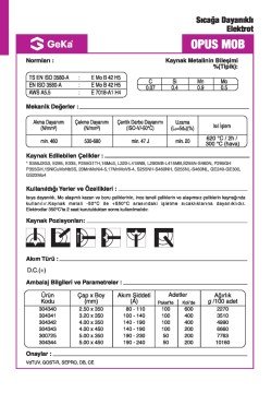 GeKa OPUS MOB Sıcağa Dayanıklı Kaynak Elektrotu E7018-A1 H4 - 4,00x450