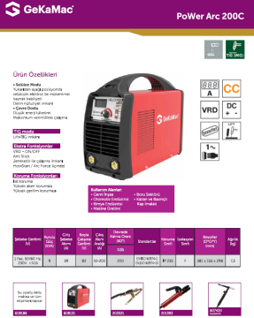 GeKaMac Power ARC 200 C Selülozik MMA Inverter Kaynak Makinesi