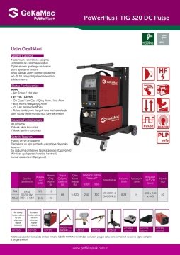 GeKaMac Power Plus Tig 320 DC Pulse Su Soğutmalı Kaynak Makinesi