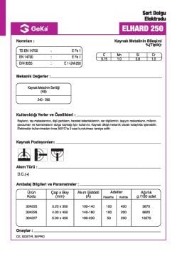 GeKa ELHARD 250 Sert Dolgu Kaynak Elektrotu E1-UM-250 - 3,20x350 MM
