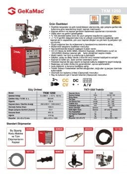 GeKaMac TKM 1250 Tozaltı Kaynak Makinesi