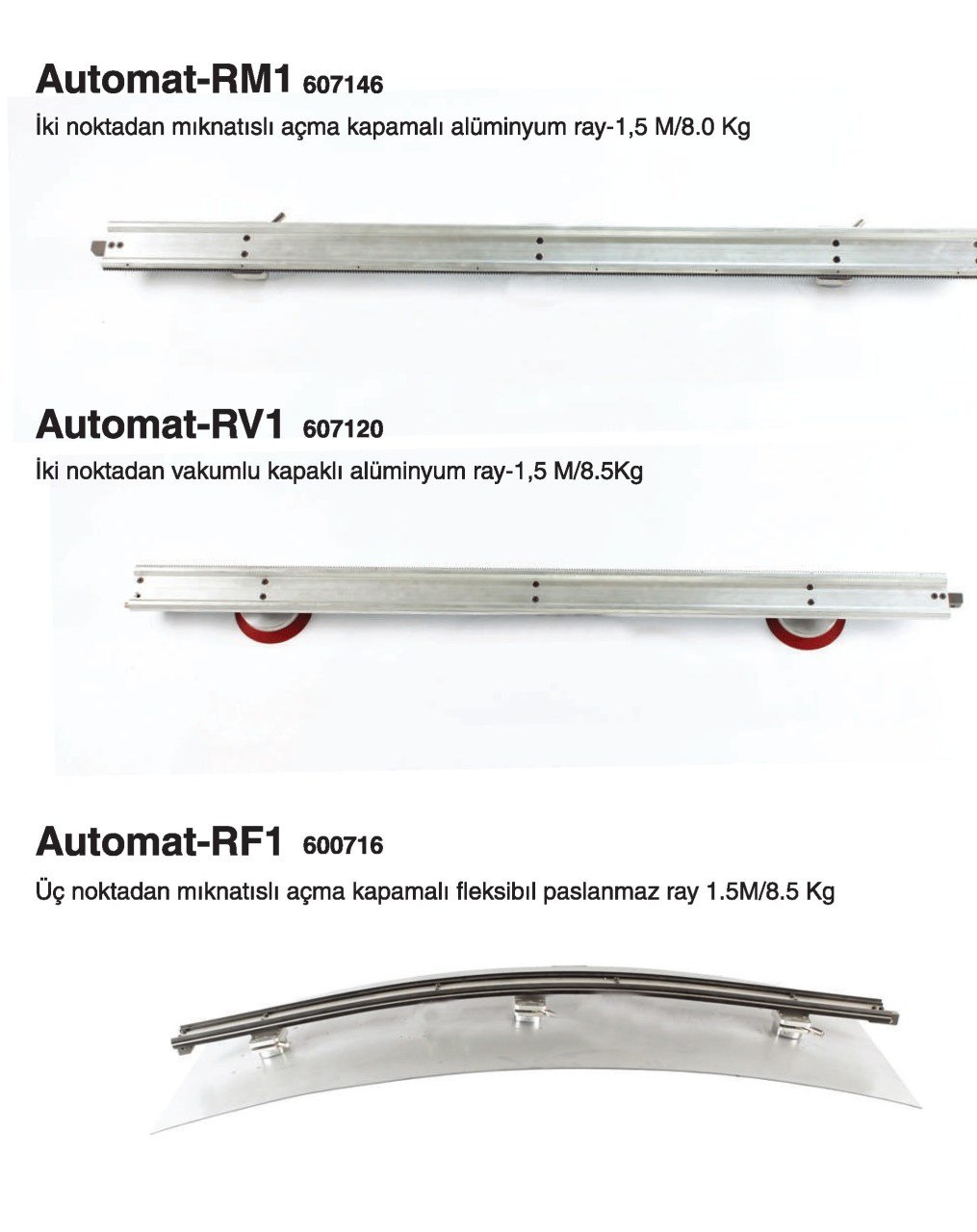 GeKaMac Automat RM1 Aluminyum Üç Noktadan Mıknatıslı Ray