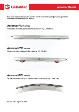 GeKaMac Automat RV1 Aluminyum Üç Noktadan Vakumlu Ray