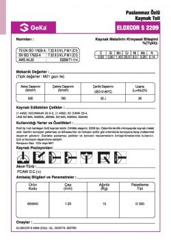 GeKa ELOXCOR S 2209 Paslanmaz Özlü Kaynak Teli