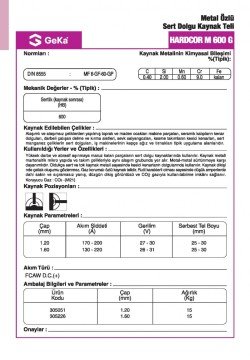 GeKa HARDCOR 600 G Sert Dolgu Özlü Kaynak Teli
