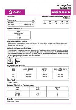 GeKa HARDCOR M 61 SC Sert Dolgu Özlü Kaynak Teli