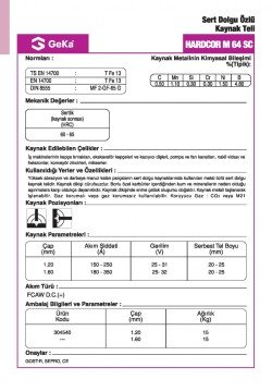 GeKa HARDCOR M 64 SC Sert Dolgu Özlü Kaynak Teli