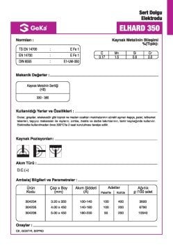 GeKa ELHARD 350 Sert Dolgu Kaynak Elektrotu E1-UM-350