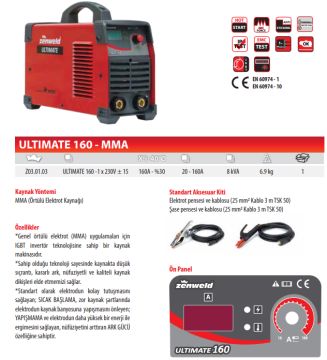 Zenweld Ultimate 160 MMA Elektrod İnverter Kaynak Makinesi