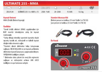 Zenweld Ultimate 255 MMA Elektrod İnverter Kaynak Makinesi
