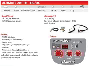 Zenweld Ultimate 200 TH Tig Argon İnverter DC Kaynak Makinesi