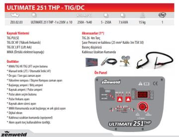 Zenweld Ultimate 251 THP Tig Argon İnverter DC Kaynak Makinesi