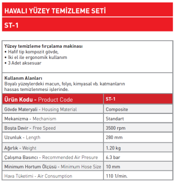 Havalı Yüzey Temizleme Seti ST - 1