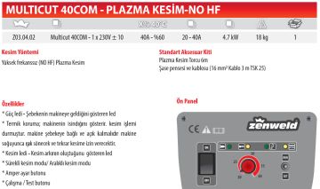 Zenweld Multicut 40 COM Kompresörlü Plazma Kesme Makinesi