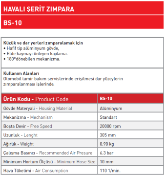 Havalı Şerit Zımpara BS - 10