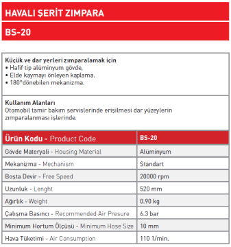 Havalı Şerit Zımpara BS - 20
