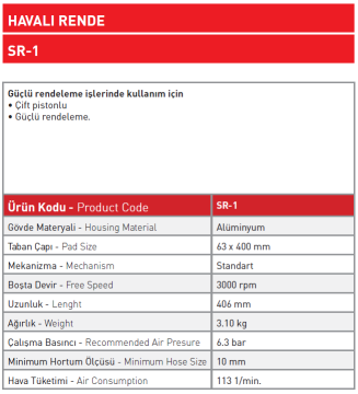 Havalı Rende SR - 1