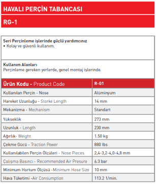 Havalı Perçin Tabancası RG - 1
