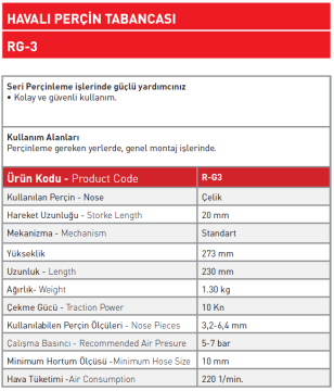 Havalı Perçin Tabancası RG - 3