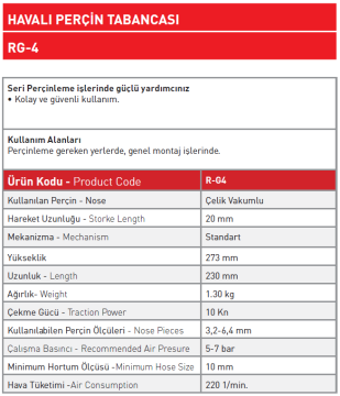 Havalı Perçin Tabancası RG - 4