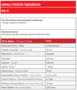 Havalı Perçin Tabancası RG - 5