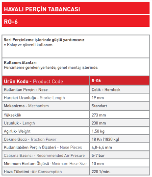 Havalı Perçin Tabancası RG - 6
