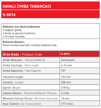 Havalı Zımba Tabancası S - 8016