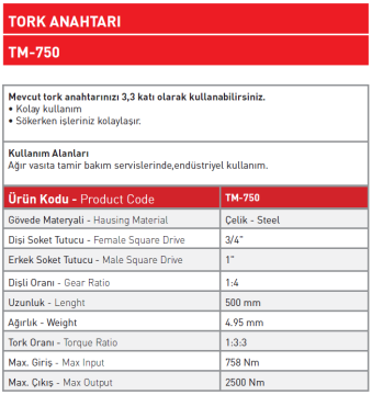 Tork Anahtarı 758 - 2500 Nm