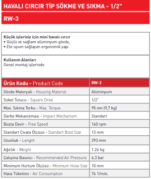 Havalı Cırcır Tip Sökme ve Sıkma - 1/2'' RW - 3