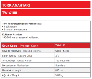 Tork Anahtarı 100 - 500 Nm