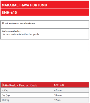 Makaralı Hava Hortumu 6MM 12 MT