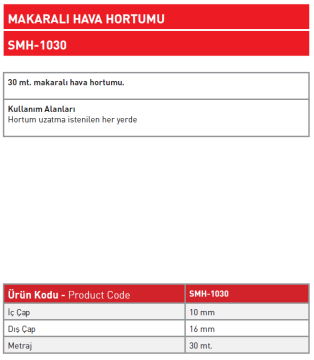 Makaralı Hava Hortumu 10MM 30 MT