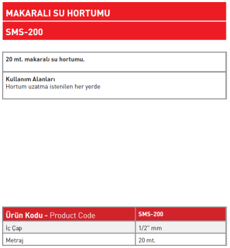 Makaralı Su Hortumu 1/2'' MM 20 MT
